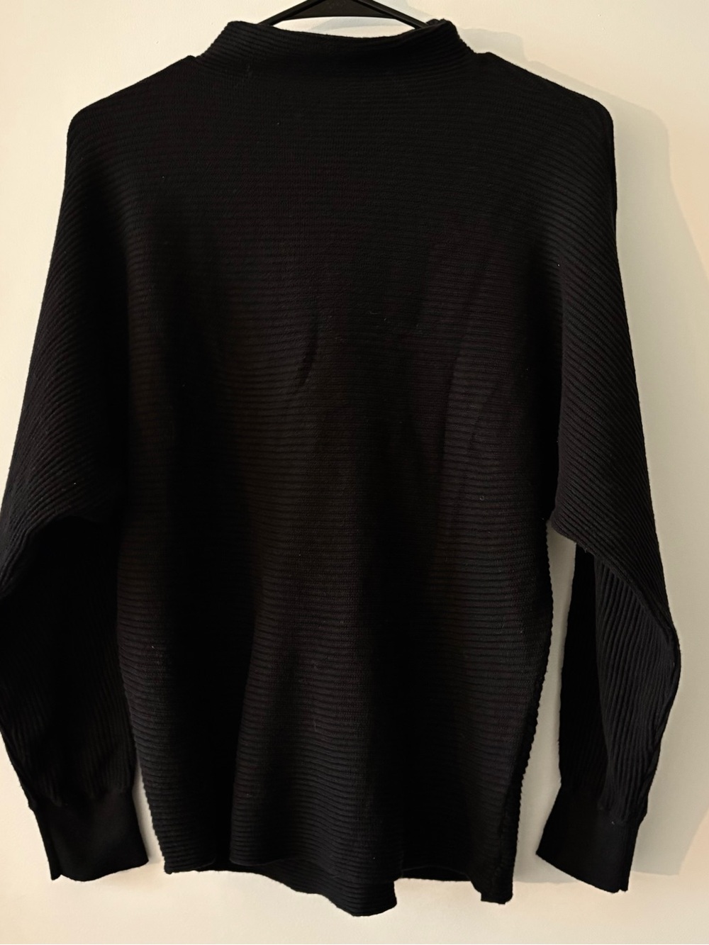 Reitmans Black Ribbed Mock Neck Dolman Sweater Size M